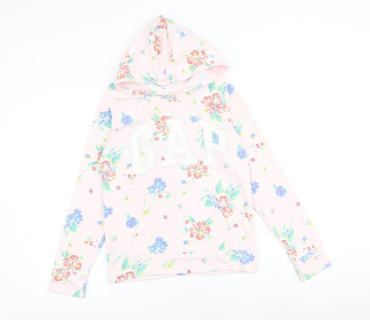Gap Girls Pink Floral Cotton Pullover Hoodie Size 14-15 Years Pullover