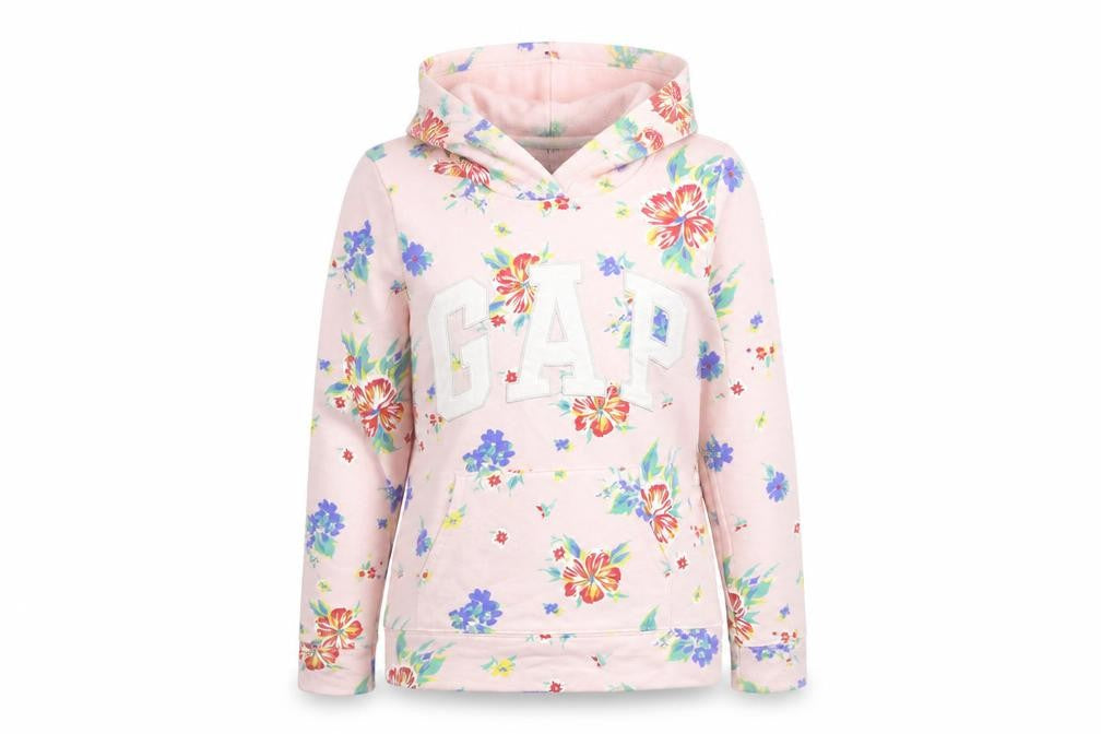 Gap Girls Pink Floral Cotton Pullover Hoodie Size 14-15 Years Pullover
