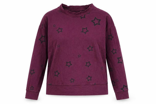 Marks and Spencer Womens Purple Geometric Cotton Pullover Sweatshirt Size 8 Pullover - Star Print