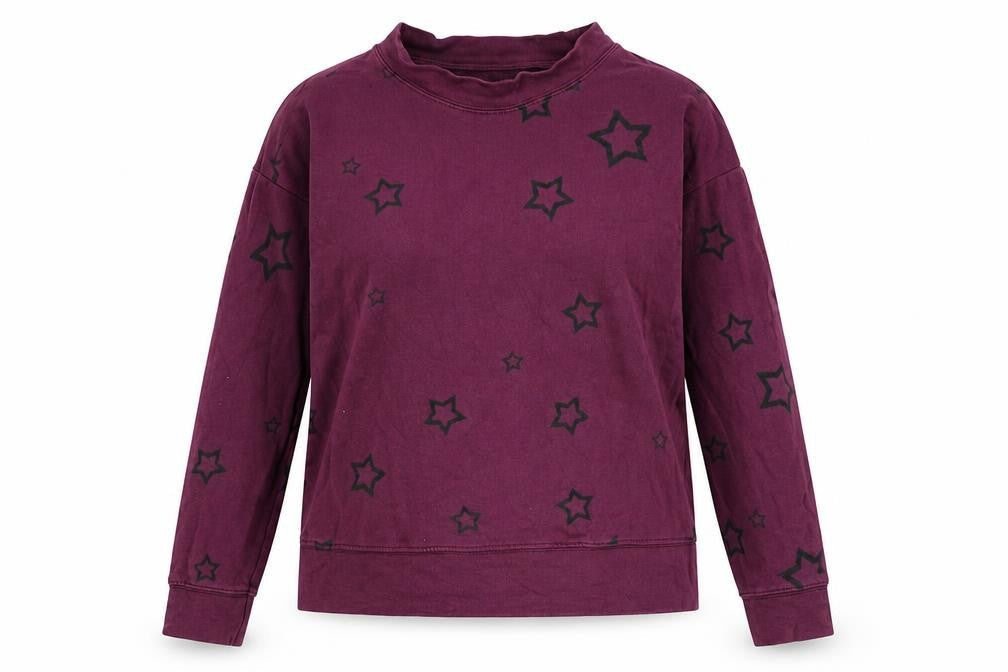 Marks & Spencer Womens Purple Geometric Cotton Pullover Sweatshirt Size 8 Pullover - Star Print