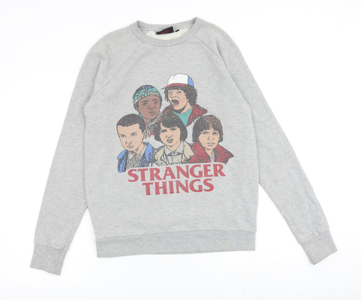 Stranger Things Mens Grey Cotton Pullover Sweatshirt Size XS