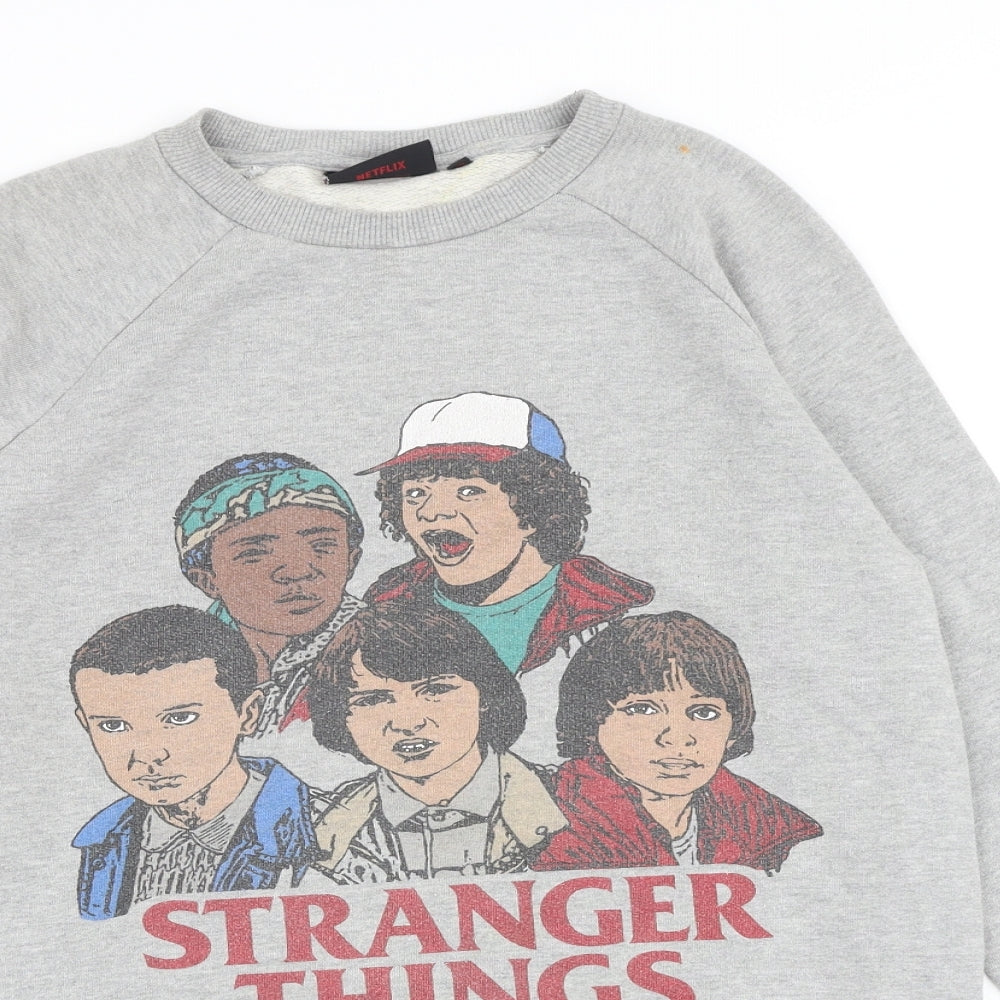 Stranger Things Mens Grey Cotton Pullover Sweatshirt Size XS