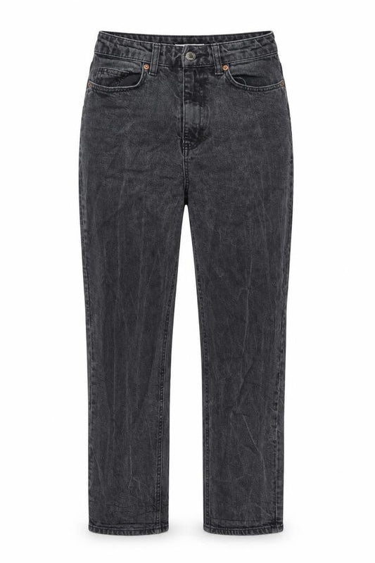 H&M Womens Grey Cotton Tapered Jeans Size 6 L26 in Regular Button