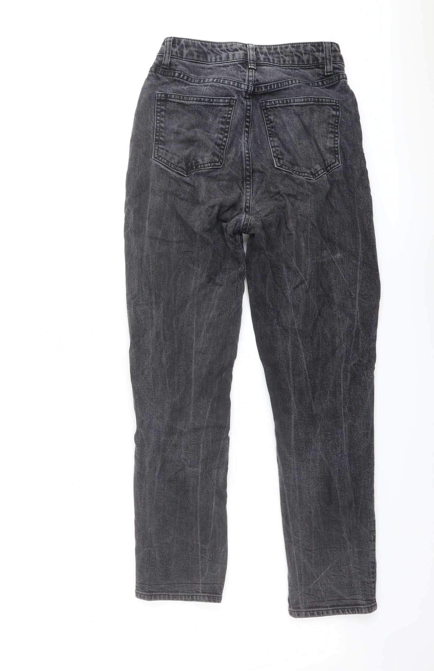 H&M Womens Grey Cotton Tapered Jeans Size 6 L26 in Regular Button
