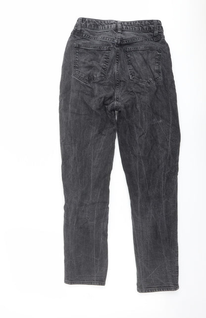 H&M Womens Grey Cotton Tapered Jeans Size 6 L26 in Regular Button