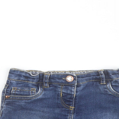 Tu Girls Blue Cotton A-Line Skirt Size 2 Years Regular Button