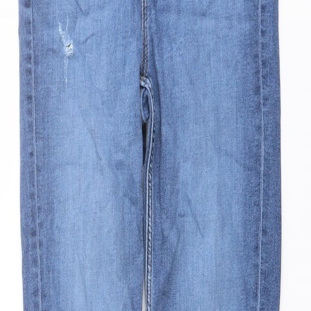 Marks and Spencer Womens Blue Cotton Skinny Jeans Size 6 L28 in Regular Button