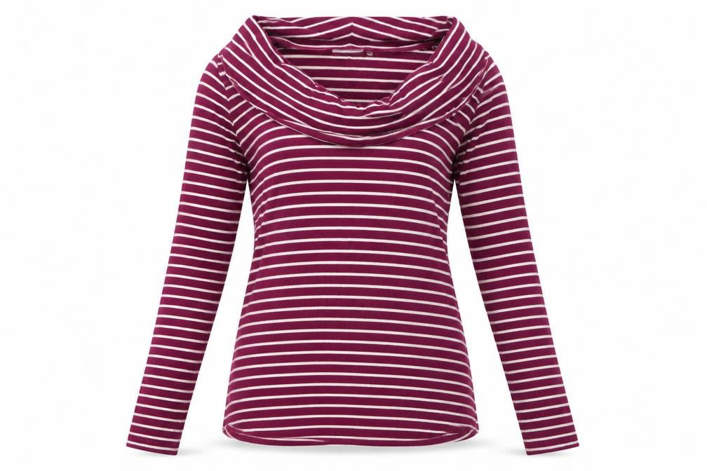 JoJo Maman Bébé Womens Pink Striped Viscose Basic T-Shirt Size S Roll Neck