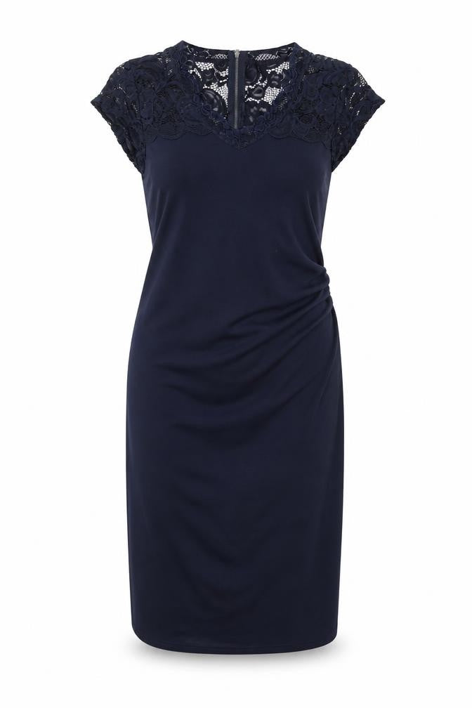 mamalicious Womens Blue Polyester Pencil Dress Size S V-Neck Zip - Lace Top