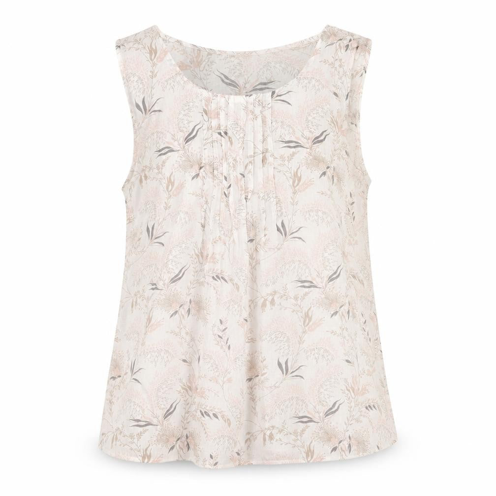 Laura Bianchi Womens Ivory Floral Polyester Basic Blouse Size L Round Neck