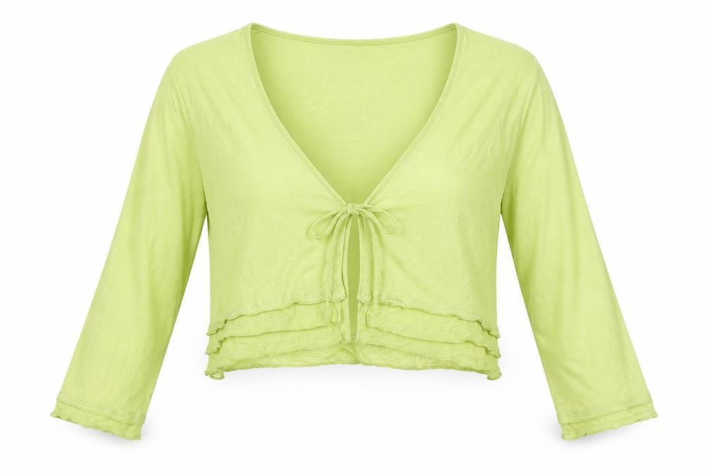 Mado et les Autres Womens Green Viscose Cropped Blouse Size 12 V-Neck