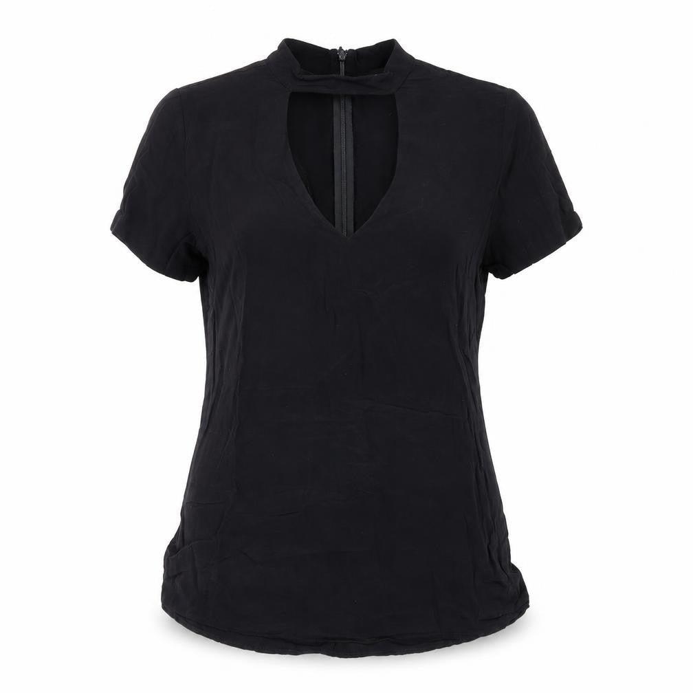 Bardot Womens Black Viscose Basic T-Shirt Size 6 Round Neck
