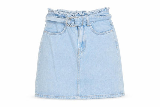 Divided by H&M Womens Blue Cotton A-Line Skirt Size 4 Zip - Belted