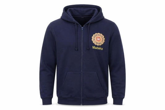 Portugal Mens Blue Cotton Full Zip Hoodie Size M - Madeira