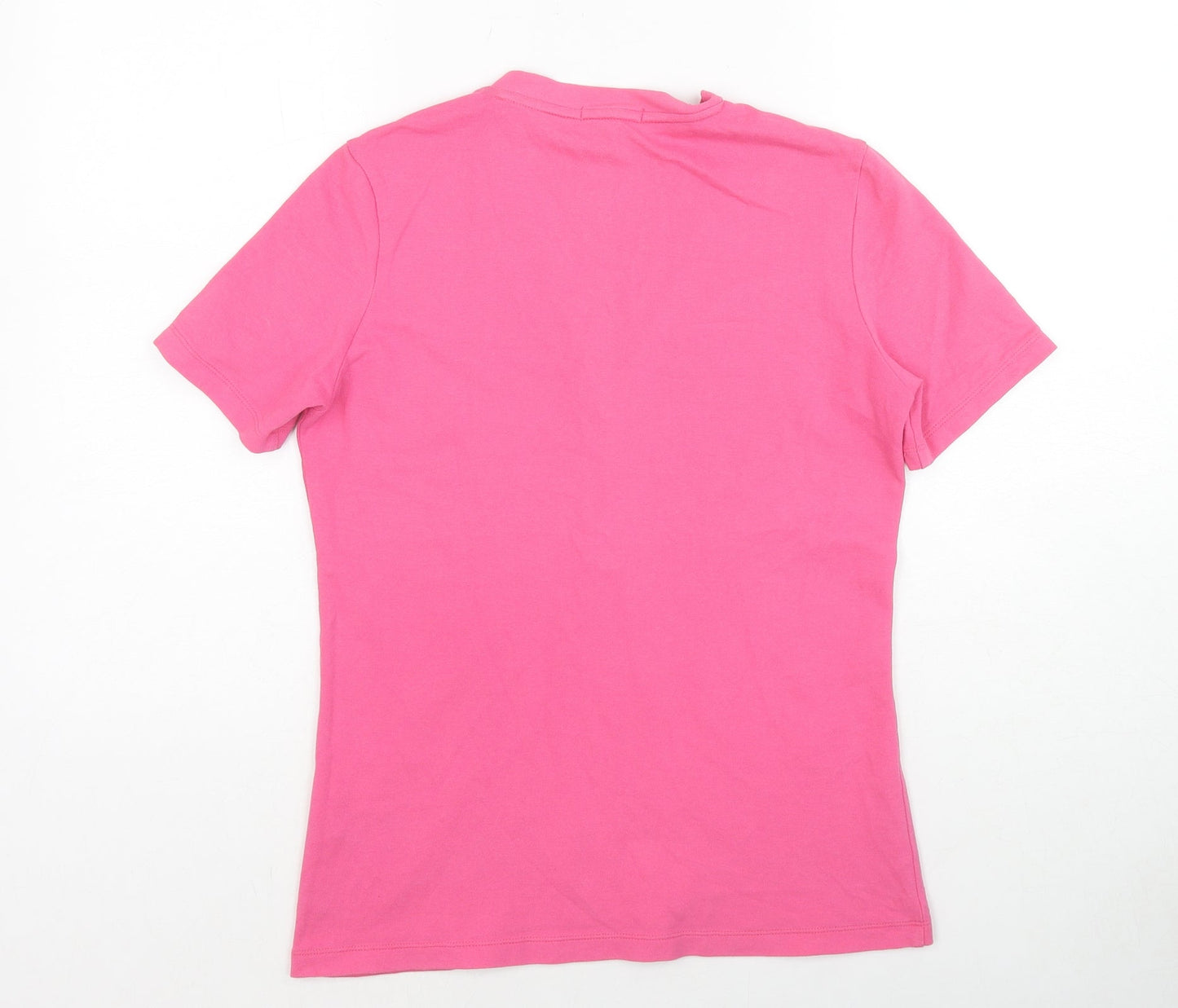 Geox Womens Pink Cotton Basic T-Shirt Size M V-Neck