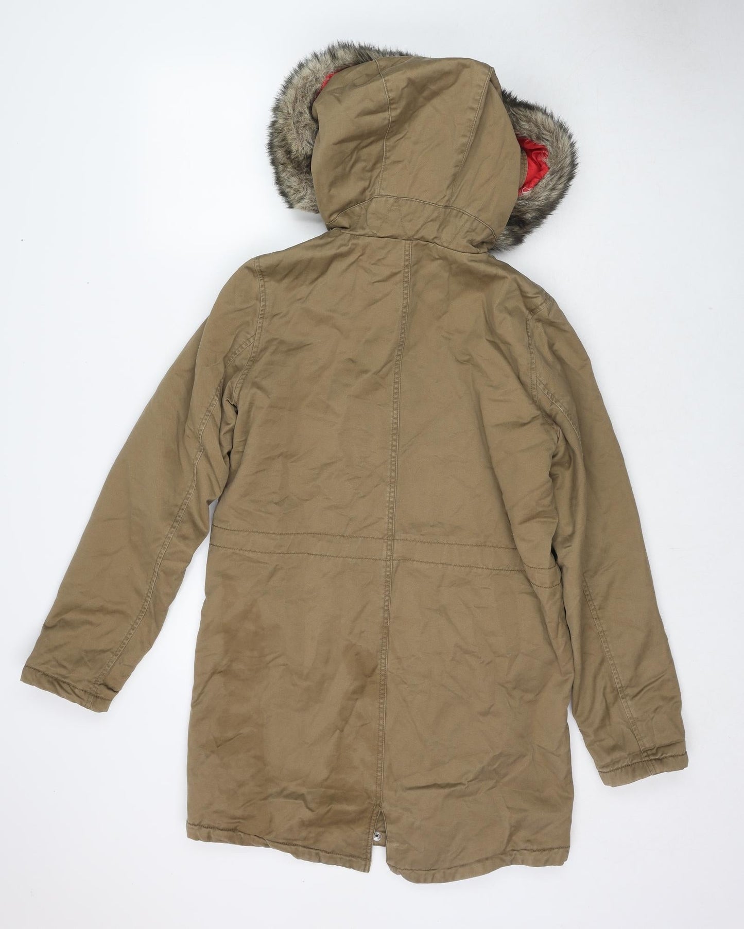 Topshop Womens Brown Parka Coat Size 10 Zip