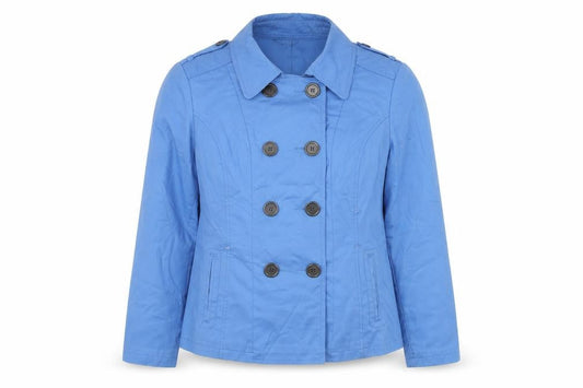 Marks & Spencer Womens Blue Trench Coat Jacket Size 12 Button