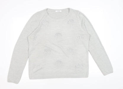 Classics Womens Grey Round Neck Acrylic Pullover Jumper Size 16