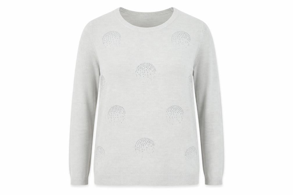 Classic Womens Grey Round Neck Acrylic Pullover Jumper Size 16