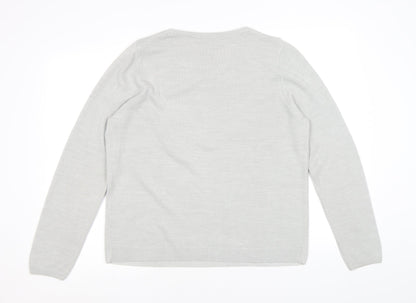 Classics Womens Grey Round Neck Acrylic Pullover Jumper Size 16