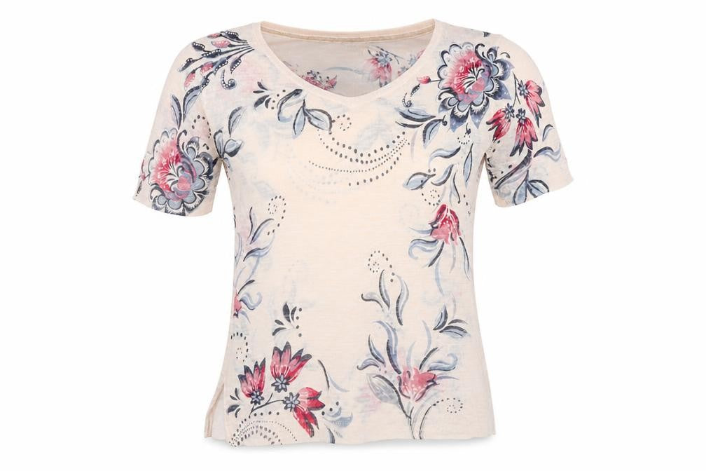 Monsoon Womens Pink V-Neck Floral Acrylic Pullover Jumper Size S