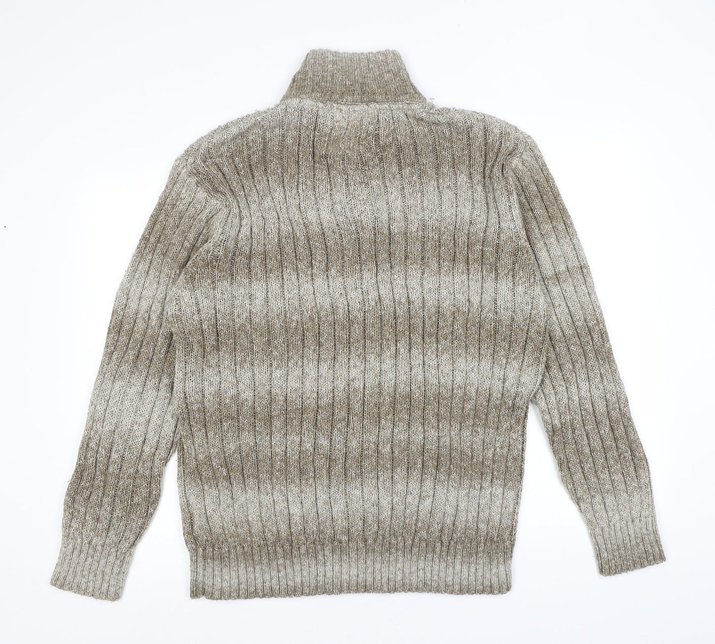 Marks and Spencer Womens Brown Mock Neck Acrylic Henley Jumper Size L