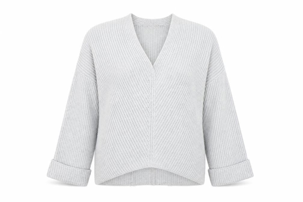 Topshop Womens Grey V-Neck Acrylic Pullover Jumper Size 14