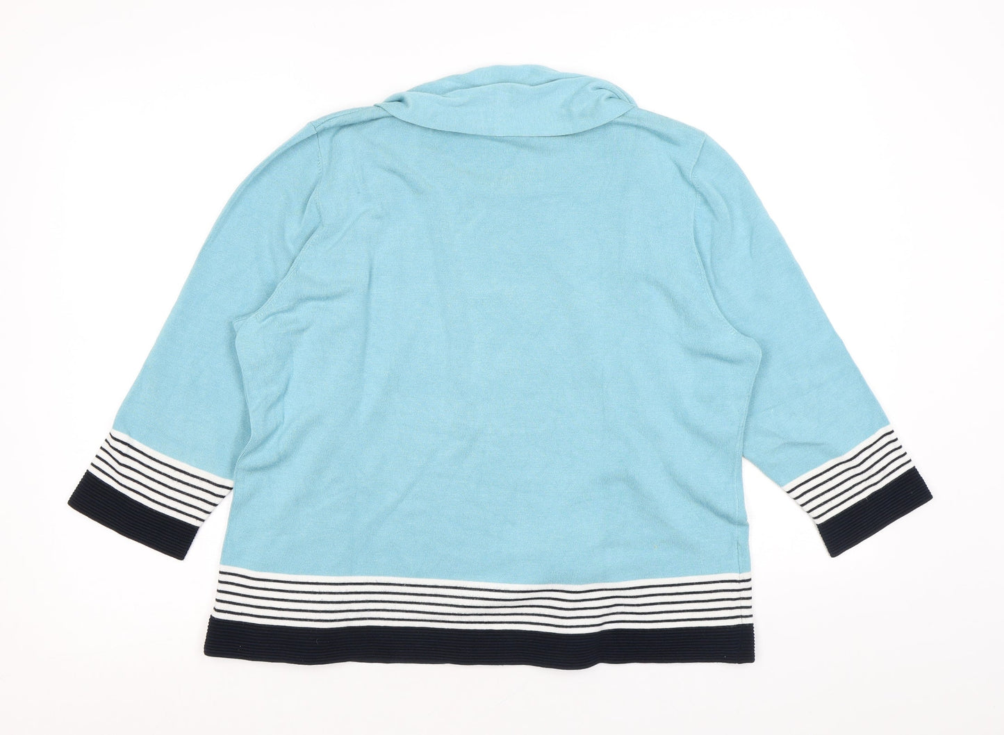 CC Womens Blue Round Neck Viscose Pullover Jumper Size XL - Scarf detail