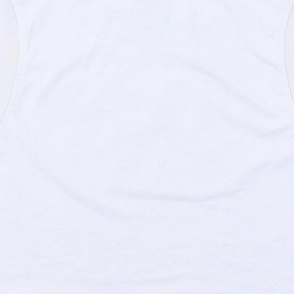 Brand and care label for IVY PARK women’s purple polyester basic tank, size XS, round neck