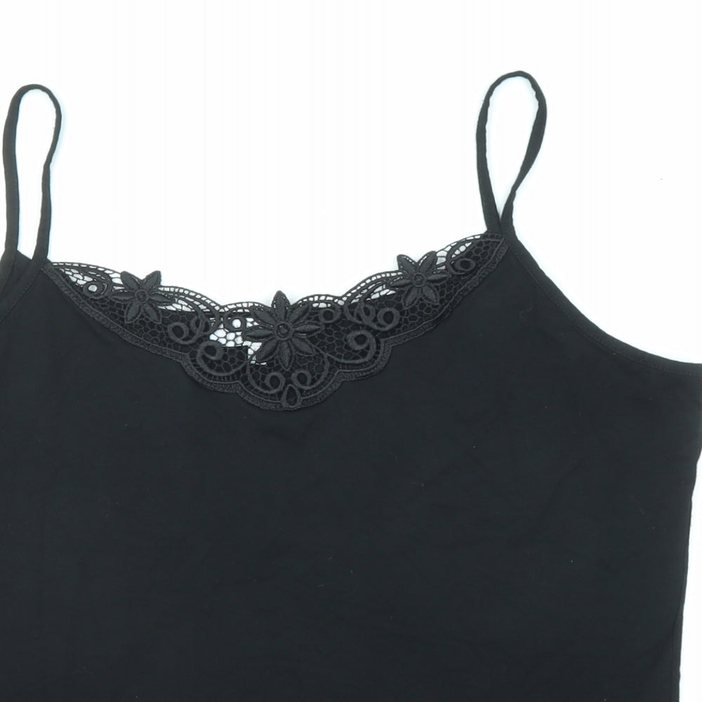 Signature Experience Womens Black Viscose Basic Tank Size L V-Neck