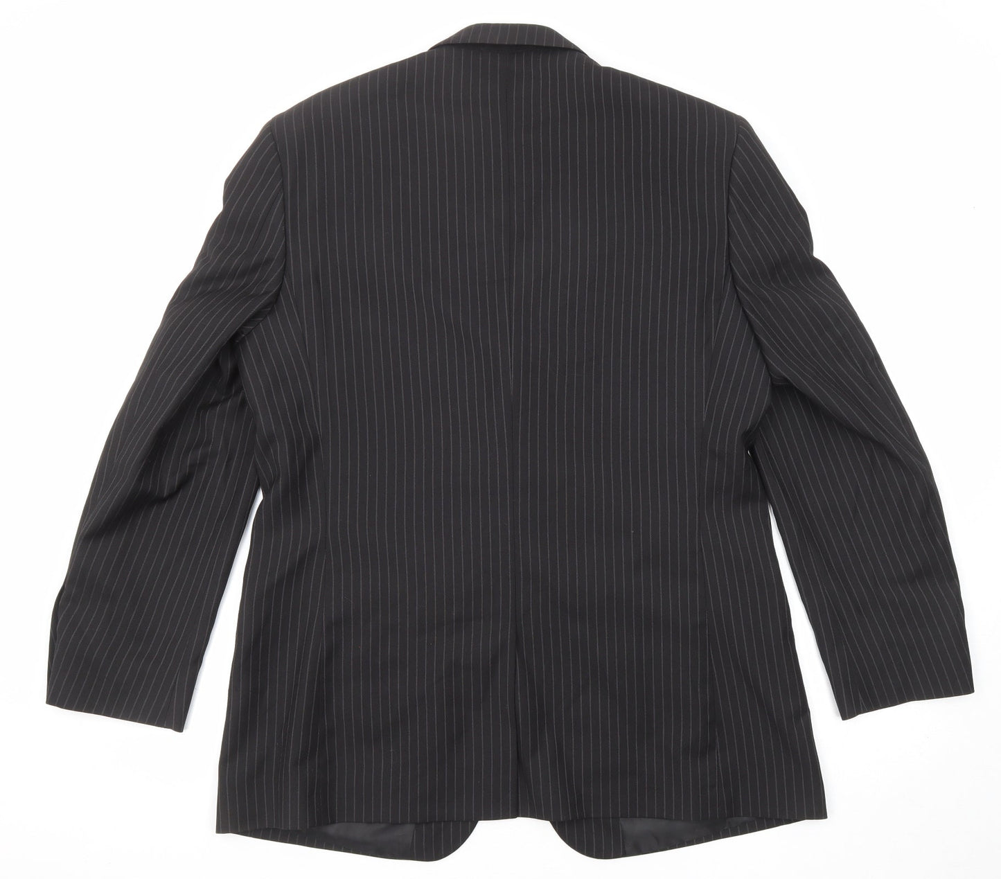 You Essential Mens Black Striped Polyester Jacket Suit Jacket Size 42 Regular