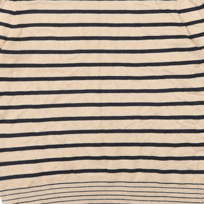 Next Womens Beige Crew Neck Striped Viscose Pullover Jumper Size S