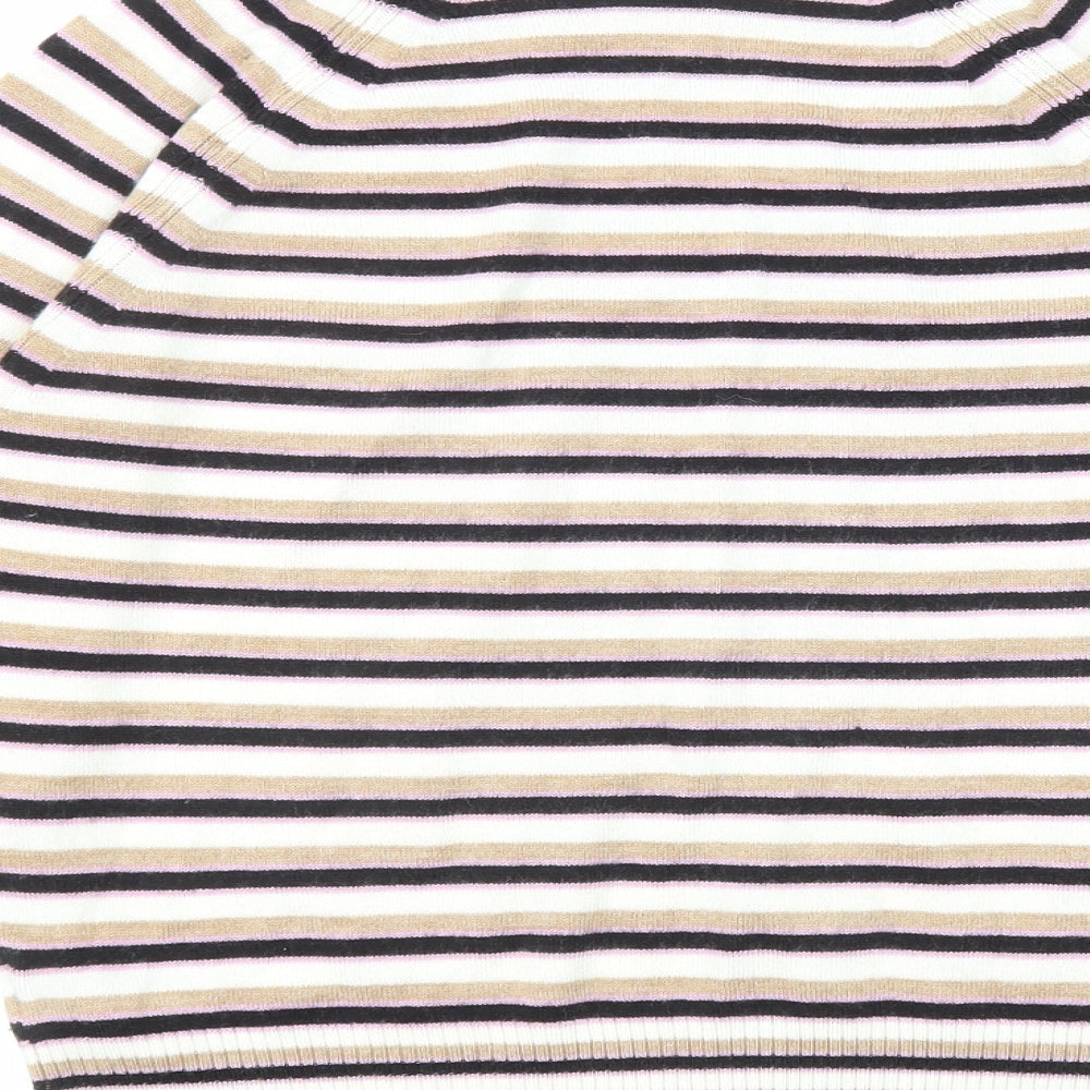 Marks and Spencer Womens Multicoloured Roll Neck Striped Acrylic Pullover Jumper Size XS