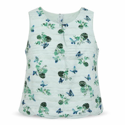 Oasis Womens Blue Floral Polyester Basic Tank Size 22 Round Neck - Butterfly