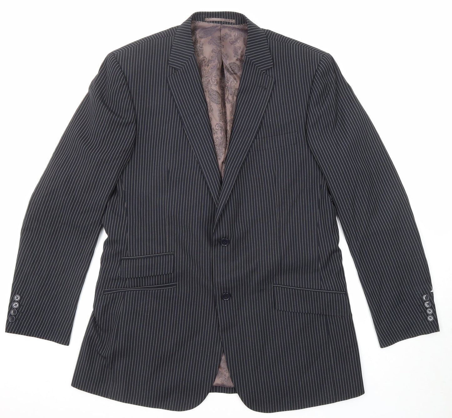 Skopes Mens Black Striped Polyester Jacket Suit Jacket Size 42 Regular