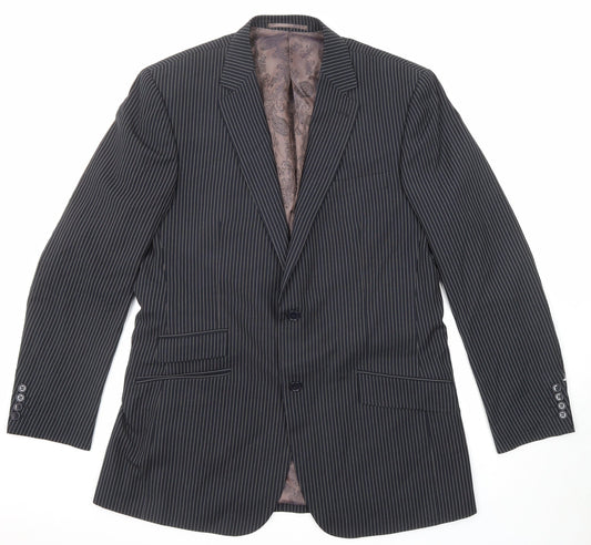 Skopes Mens Black Striped Polyester Jacket Suit Jacket Size 42 Regular