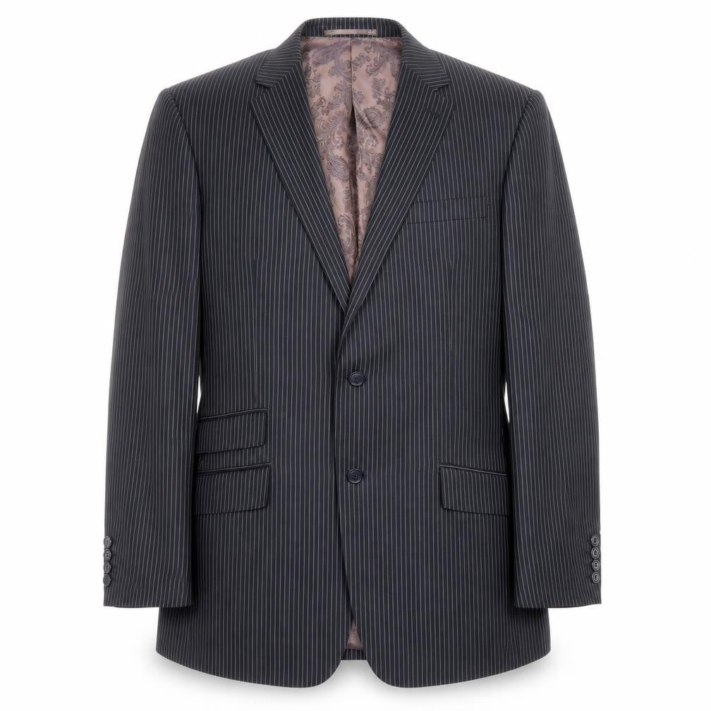 Skopes Mens Black Striped Polyester Jacket Suit Jacket Size 42 Regular