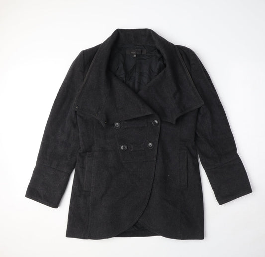 Zara Womens Grey Pea Coat Coat Size M Button