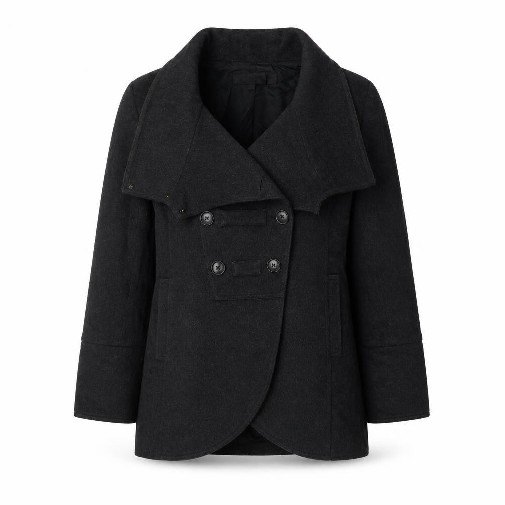 Zara Womens Grey Pea Coat Coat Size M Button