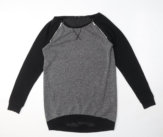 New Look Womens Grey Polyester Pullover Sweatshirt Size 8 Pullover - Zip Detail
