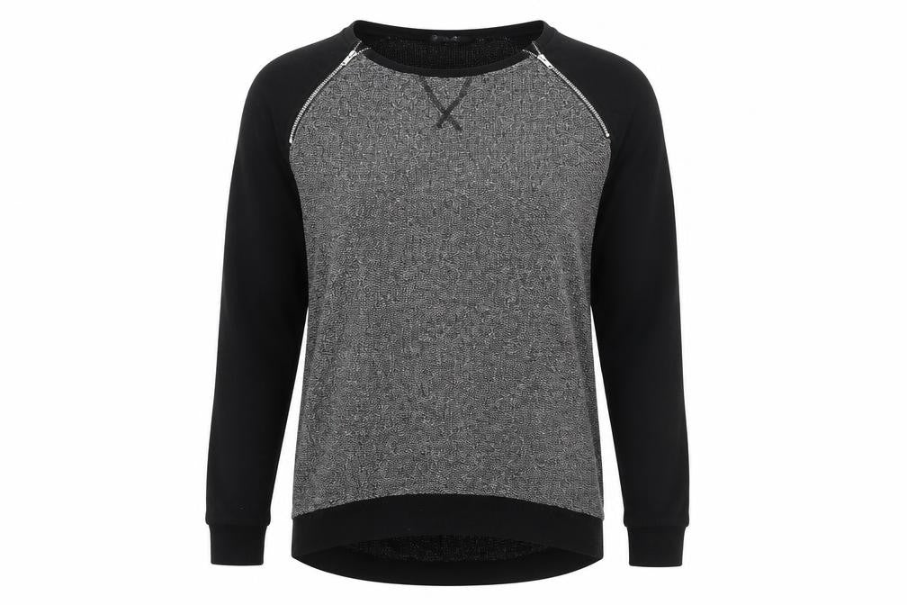New Look Womens Grey Polyester Pullover Sweatshirt Size 8 Pullover - Zip Detail