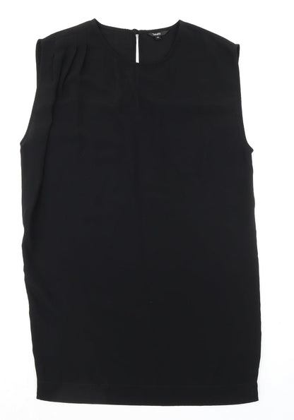 mbyM Womens Black Polyester A-Line Size XS Round Neck Button