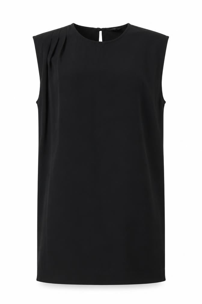 mbyM Womens Black Polyester A-Line Size XS Round Neck Button