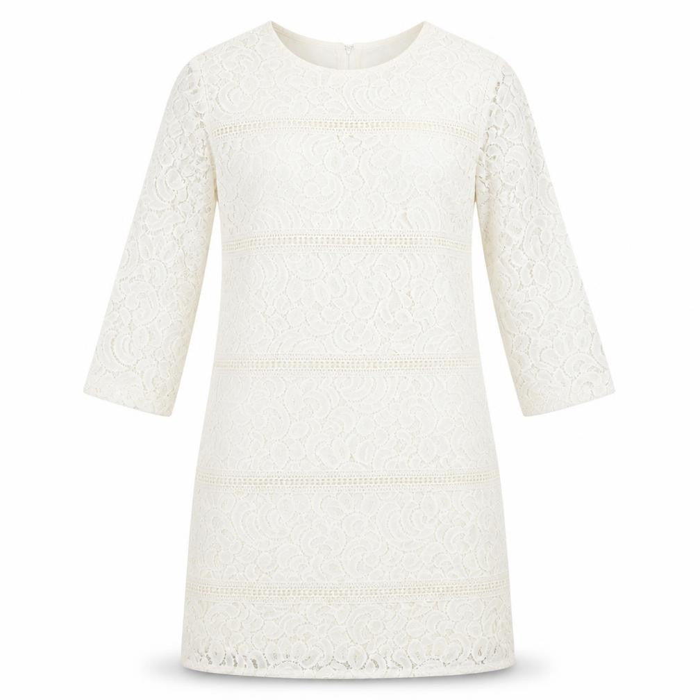 Warehouse Womens Ivory Polyamide A-Line Size 10 Round Neck Hook & Eye