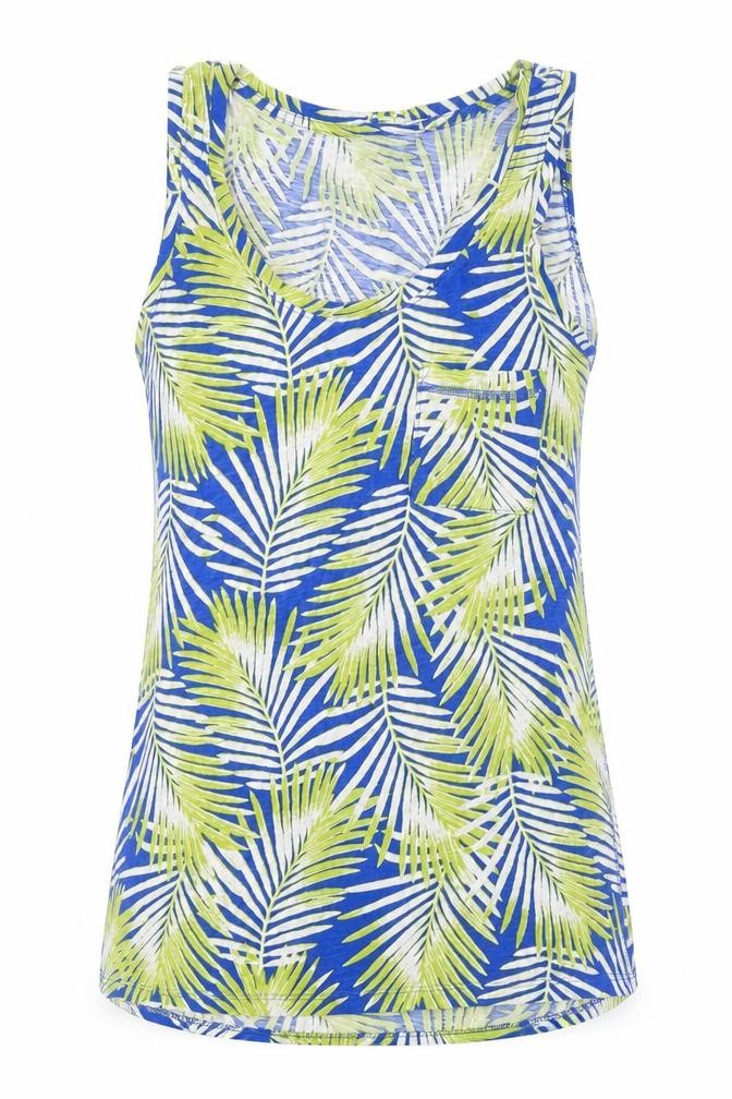M&Co Womens Multicoloured Geometric Modal Basic Tank Size 8 Scoop Neck - Leaf Print