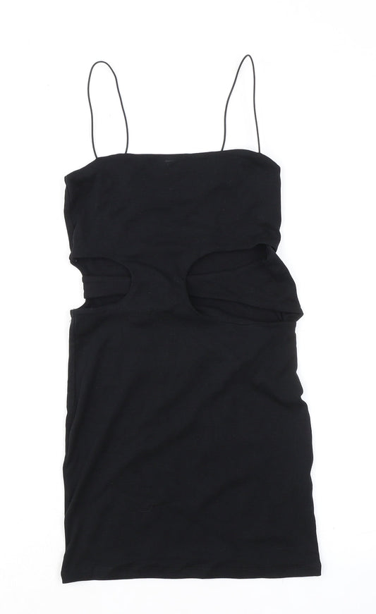 Zara Womens Black Polyester Bodycon Size M Square Neck Pullover