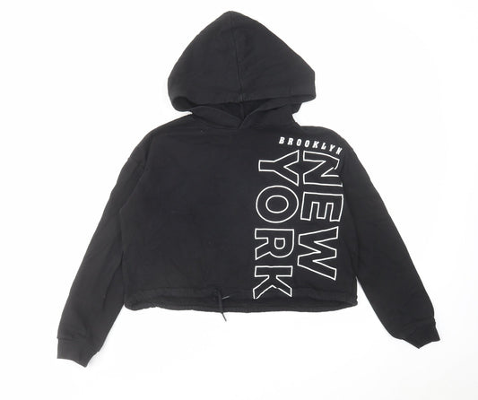 H&M Girls Black Cotton Pullover Hoodie Size 10-11 Years Pullover - Size 10-12 Years Brooklyn New York