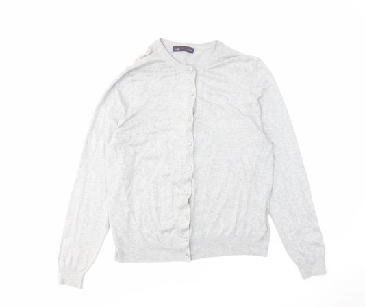 Marks and Spencer Womens Grey Round Neck Viscose Cardigan Jumper Size 18