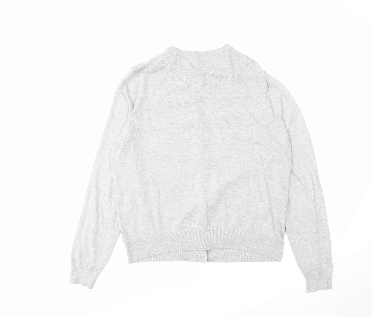Marks and Spencer Womens Grey Round Neck Viscose Cardigan Jumper Size 18