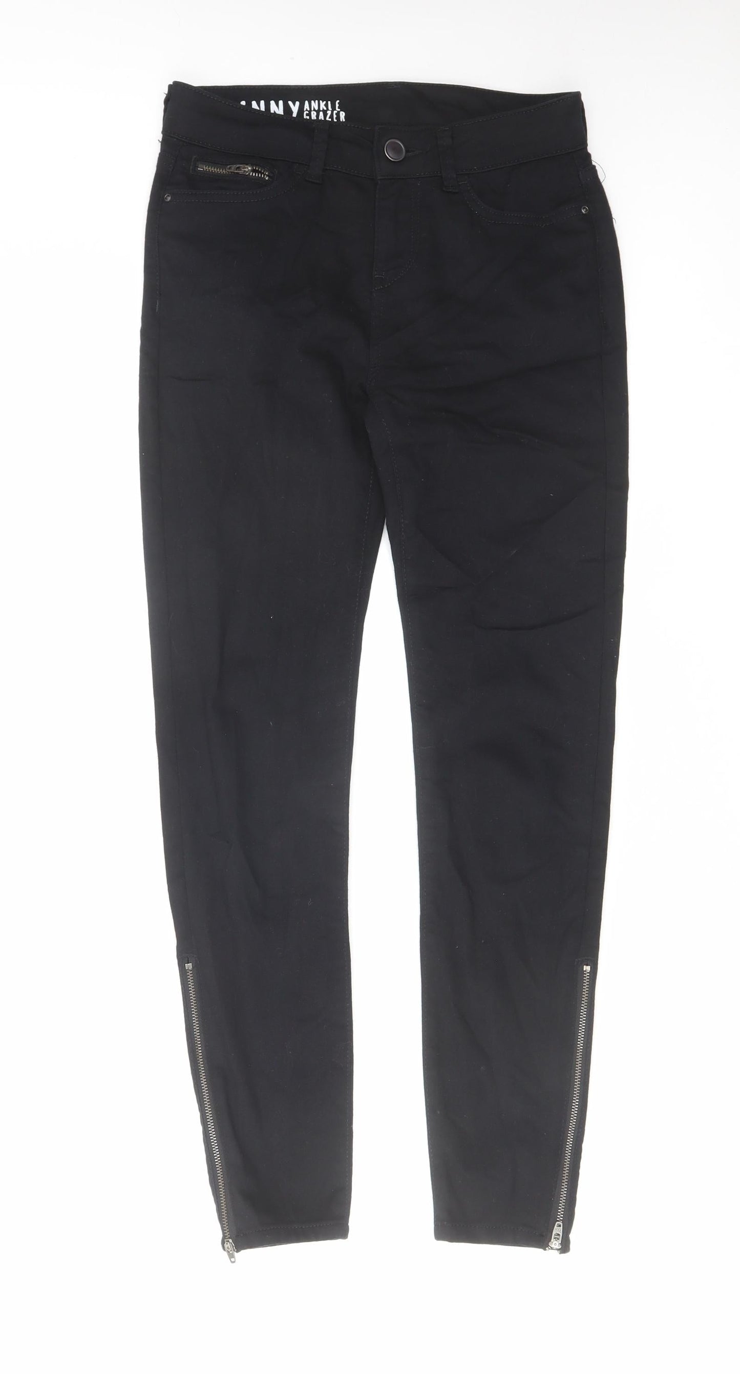 Marks and Spencer Womens Black Cotton Skinny Jeans Size 8 L27 in Regular Zip